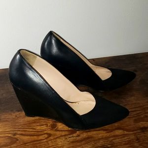 Black wedge heels pointed toes